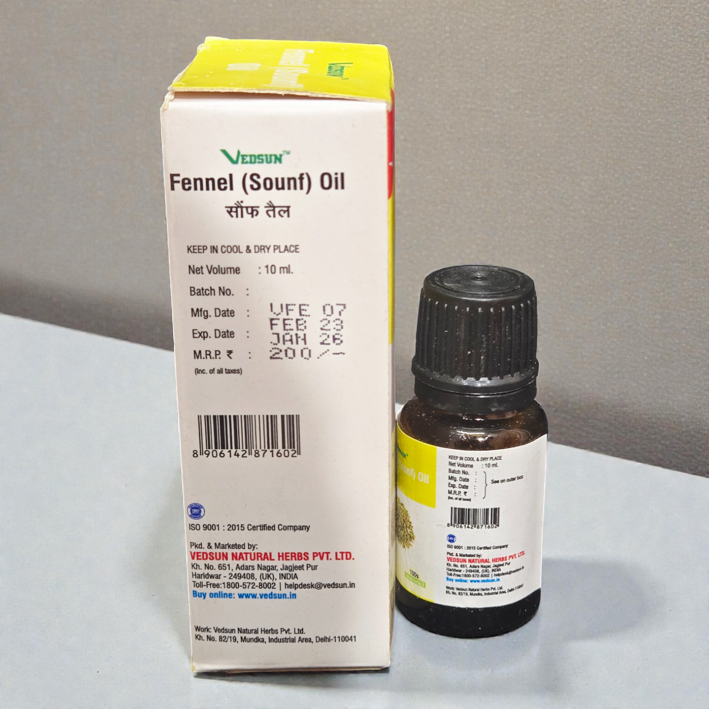 Vedsun Fennel (Sounf) Oil - 100% Pure Natural Oil | For Digestion, Skin Toning & Aromatherapy - 10ml