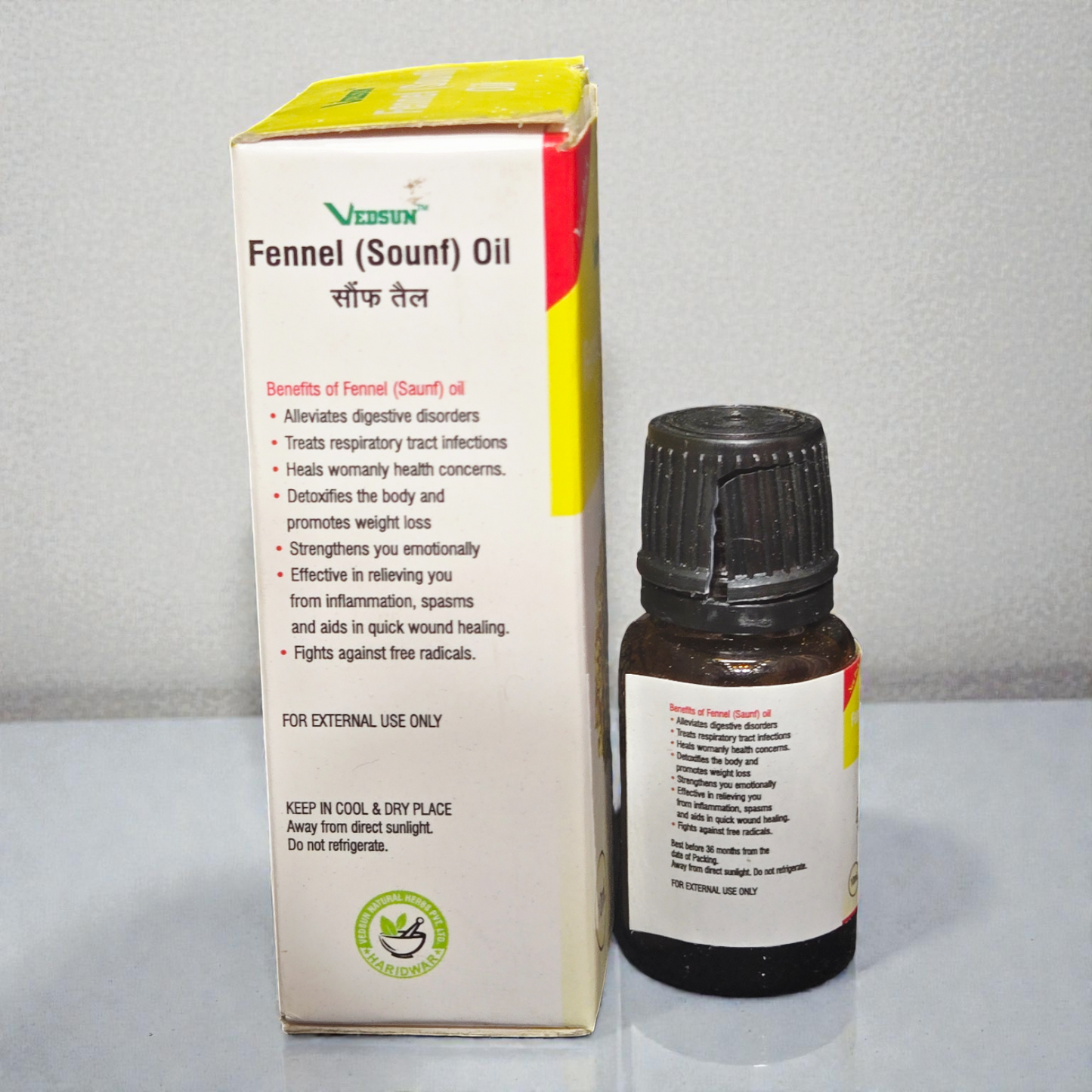 Vedsun Fennel (Sounf) Oil - 100% Pure Natural Oil | For Digestion, Skin Toning & Aromatherapy - 10ml