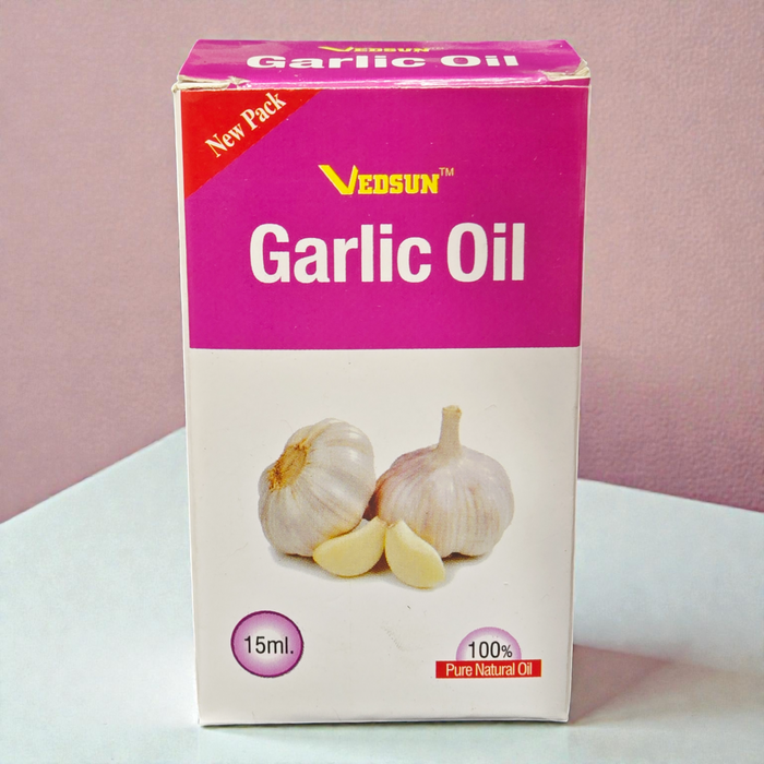 Vedsun Garlic Oil (Lahsun Tail) - 100% Pure Natural Oil | For Ear Pain, Hair Growth & Dandruff - 15ml