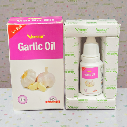 Vedsun Garlic Oil (Lahsun Tail) - 100% Pure Natural Oil | For Ear Pain, Hair Growth & Dandruff - 15ml