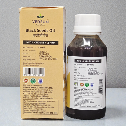 Vedsun Black Seed Oil (Kalonji Tail) - 100% Pure & Ayush Approved | For Hair Growth & Hair Fall Control - 100ml