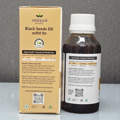 Vedsun Black Seed Oil (Kalonji Tail) - 100% Pure & Ayush Approved | For Hair Growth & Hair Fall Control - 100ml