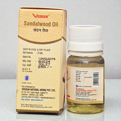 Vedsun Sandalwood Oil (Chandan Tail) - 100% Pure & Natural | For Skin Glow & Puja - 15ml