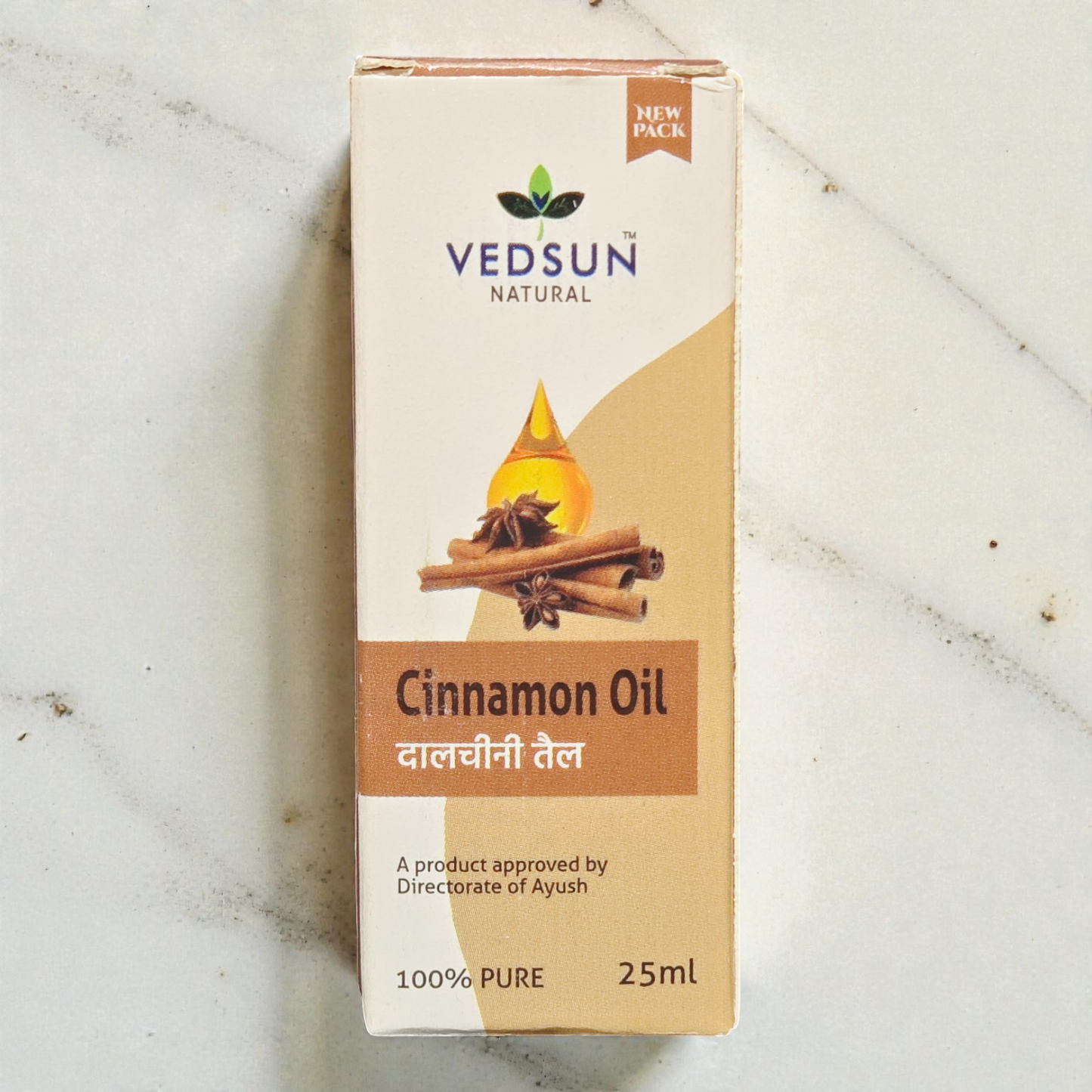 Vedsun Cinnamon Oil (Dalchini Tail) - 100% Pure & Ayush Approved | For Joint Pain & Aromatherapy - 25ml