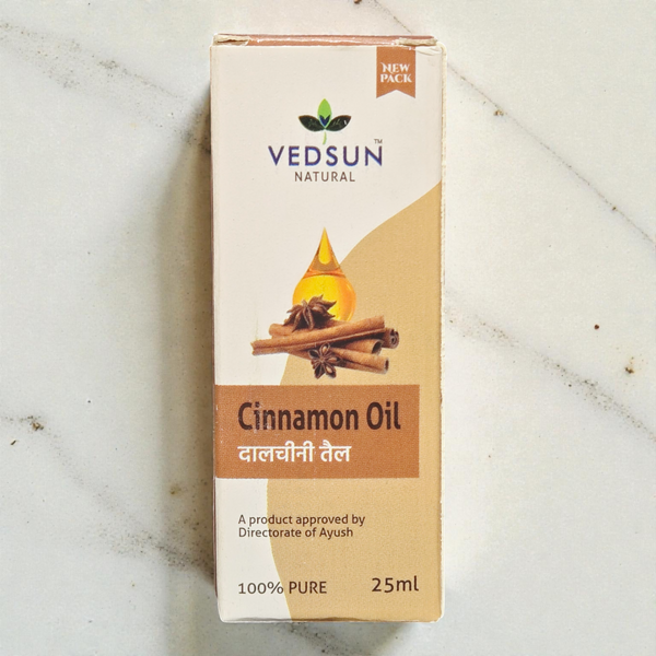 Vedsun Cinnamon Oil (Dalchini Tail) - 100% Pure & Ayush Approved | For Joint Pain & Aromatherapy - 25ml