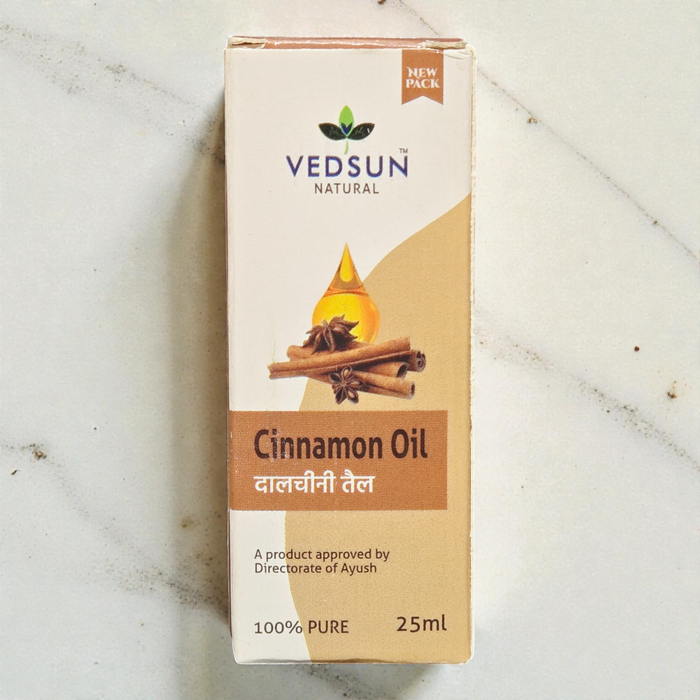 Vedsun Cinnamon Oil (Dalchini Tail) - 100% Pure & Ayush Approved | For Joint Pain & Aromatherapy - 25ml