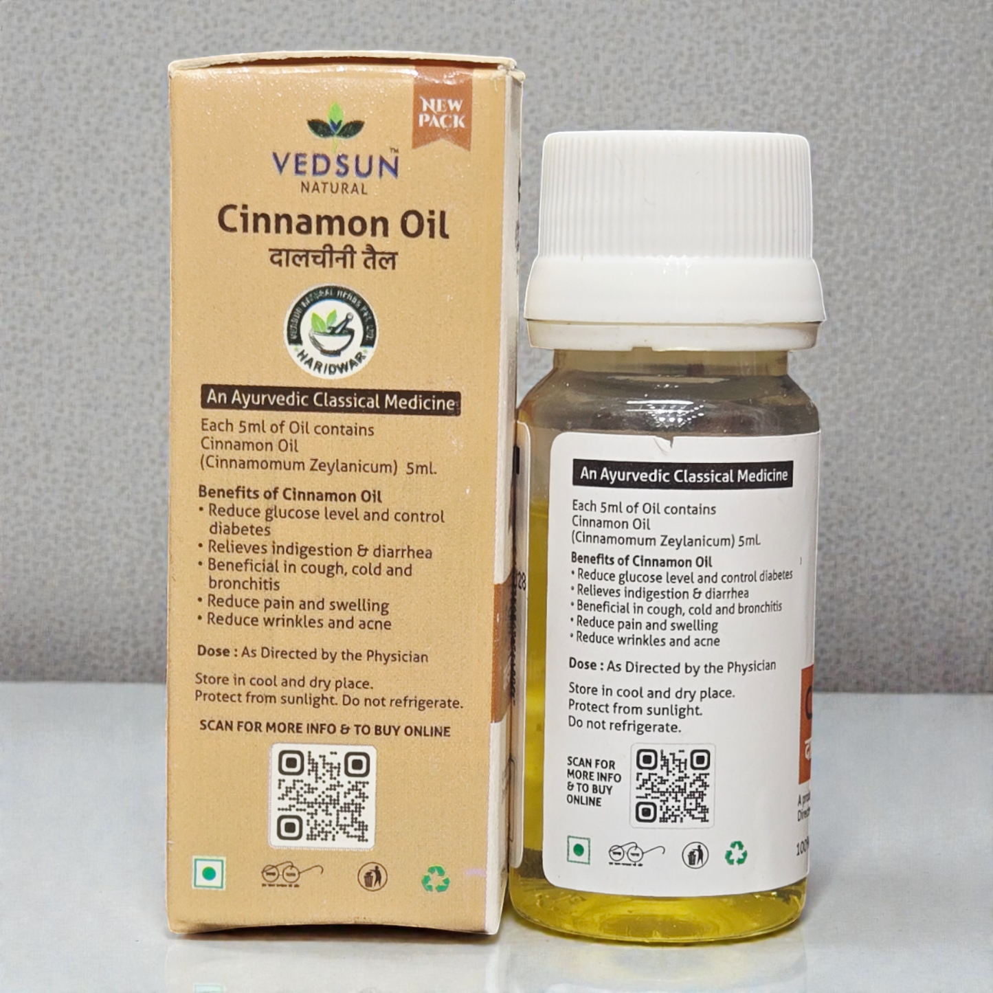 Vedsun Cinnamon Oil (Dalchini Tail) - 100% Pure & Ayush Approved | For Joint Pain & Aromatherapy - 25ml