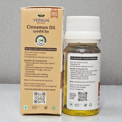 Vedsun Cinnamon Oil (Dalchini Tail) - 100% Pure & Ayush Approved | For Joint Pain & Aromatherapy - 25ml