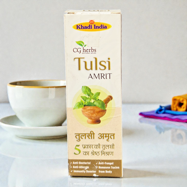 Khadi India Tulsi Amrit Drops - 100% Ayurvedic Immunity Booster | Blend of 5 Tulsi Extracts