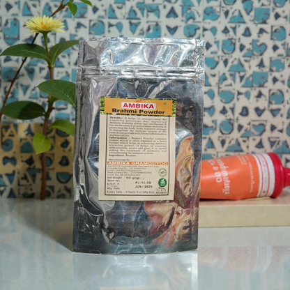 Khadi Ambika Brahmi Powder - 100% Natural Brain Booster | Improves Memory, Immunity & Arthritis Relief - 60gm