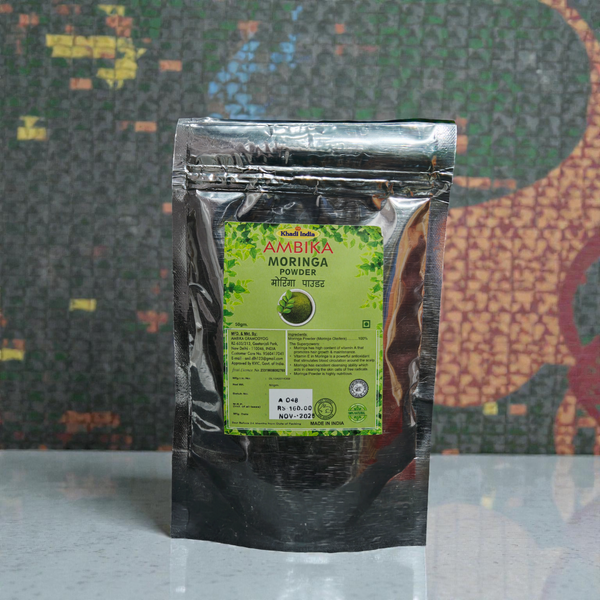 Khadi India Ambika Moringa Powder - 100% Natural Superfood | For Hair Growth & Skin Detox - 50gm
