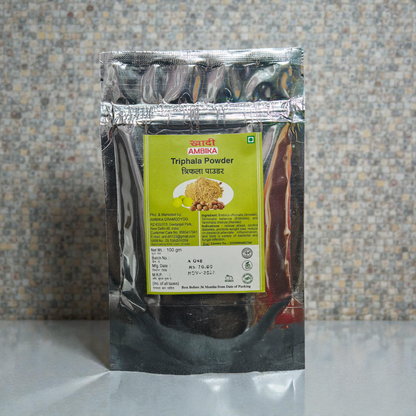 Khadi Ambika Triphala Powder - 100% Natural Digestive Aid | For Constipation, Weight Loss & Detox - 100gm