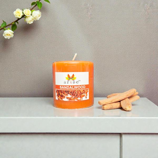 Sandalwood Scented Pillar Candle - Premium Aromatherapy for Relaxation & Meditation