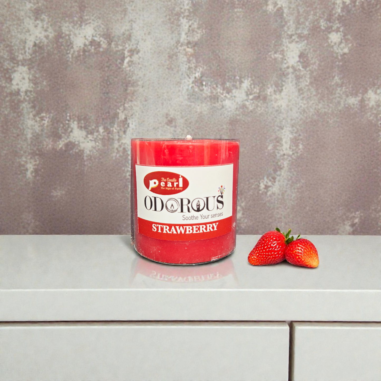 Pearl Odorous Strawberry Scented Candle - Sweet Fruity Aroma | For Romantic Ambiance & Stress Relief