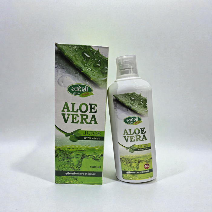 Swadeshi Aloe Vera Juice with Fibre - 1000ml (1L) | Natural Detox, Skin Care & Digestion Support