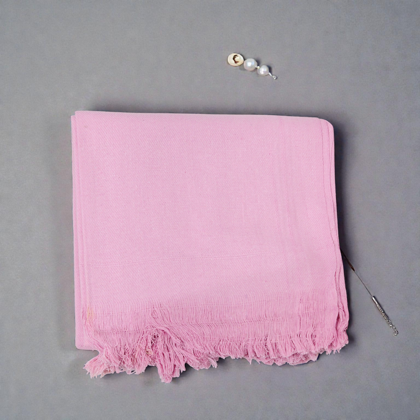 Premium Pink Khadi Cotton Khesh – Solid Handwoven Heavy Blanket / Throw with Fringes