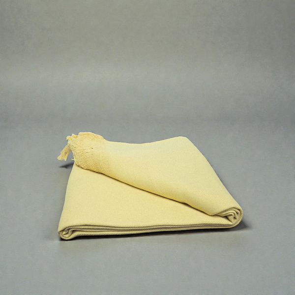 Premium Cream Khadi Cotton Khesh – Solid Handwoven Heavy Blanket / Throw with Fringes