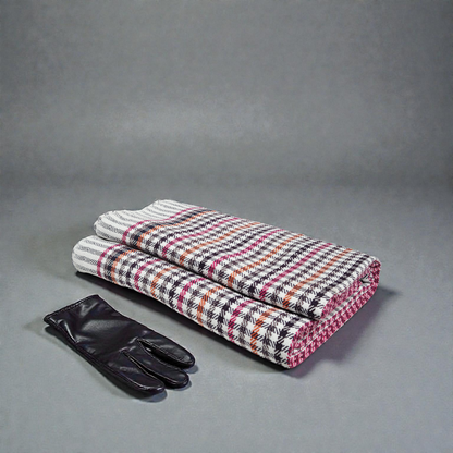 Premium Pink & White Checkered Khadi Cotton Khesh – Handwoven Multi-Color Plaid Heavy Blanket