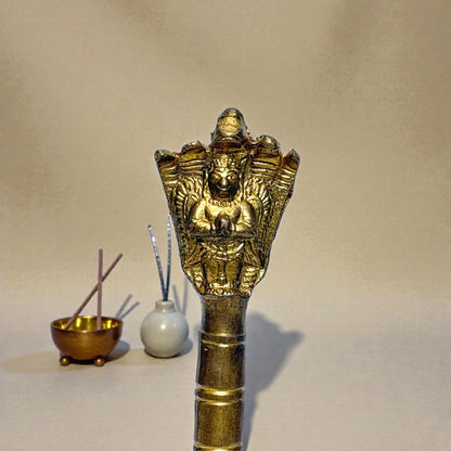 Adhunik Swadeshi Bhandar Brass Pooja Bell with Handle | Temple Ghanti | Spiritual & Aarti Use