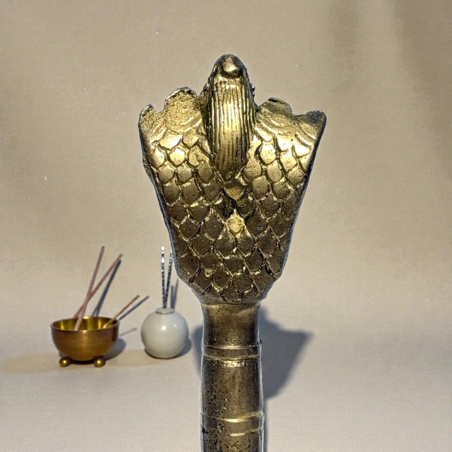 Adhunik Swadeshi Bhandar Brass Pooja Bell with Handle | Temple Ghanti | Spiritual & Aarti Use