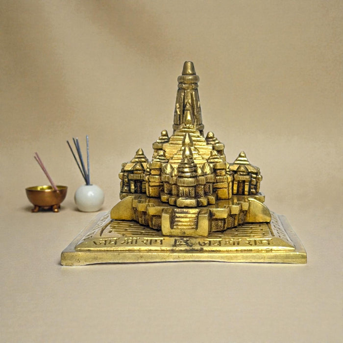 Adhunik Swadeshi Bhandar Brass Ram Mandir Model | Detailed Ayodhya Temple Replica | Spiritual Decor