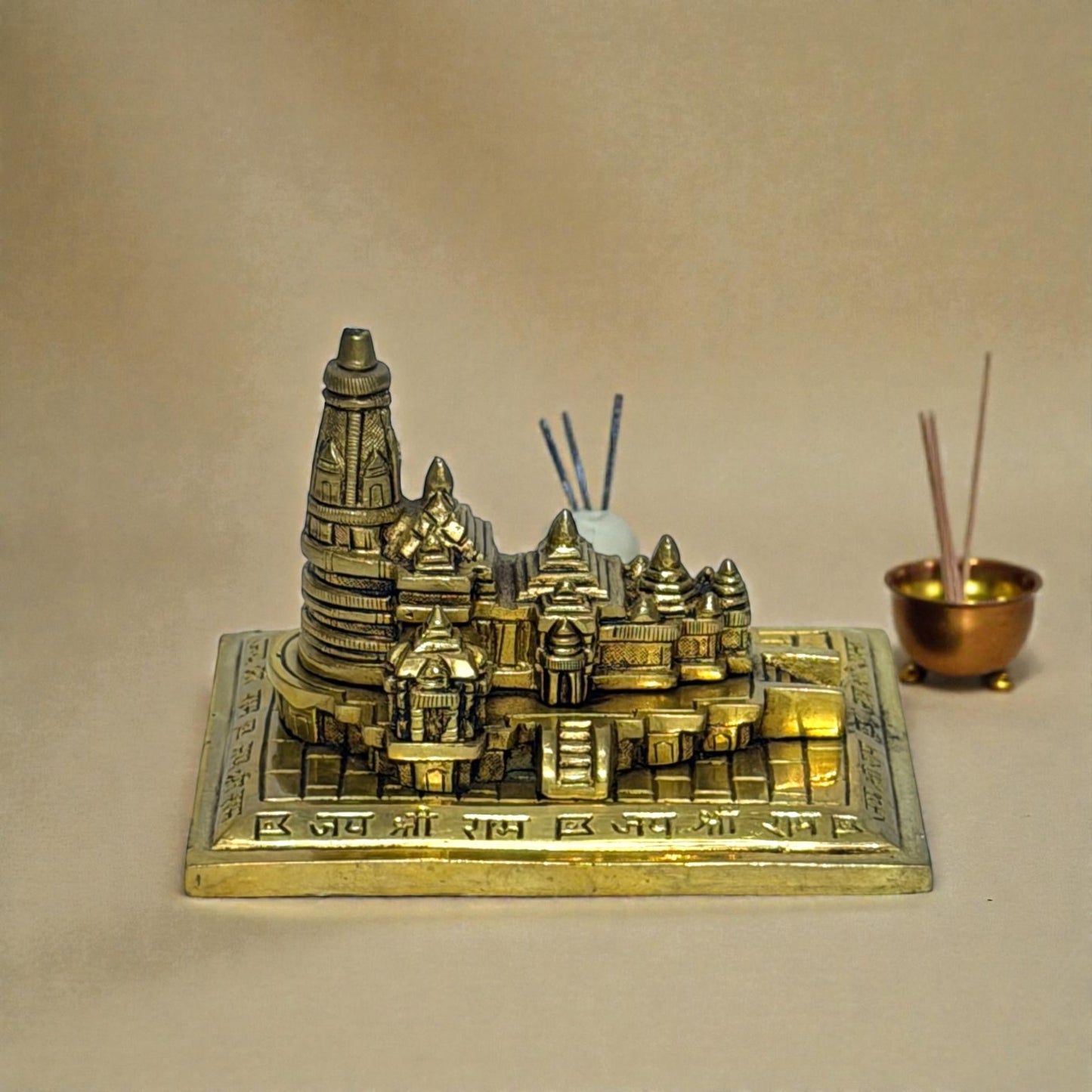 Adhunik Swadeshi Bhandar Brass Ram Mandir Model | Detailed Ayodhya Temple Replica | Spiritual Decor