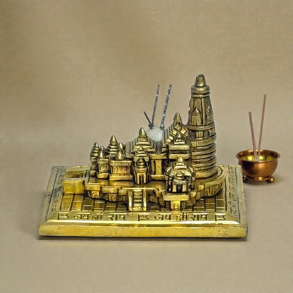 Adhunik Swadeshi Bhandar Brass Ram Mandir Model | Detailed Ayodhya Temple Replica | Spiritual Decor
