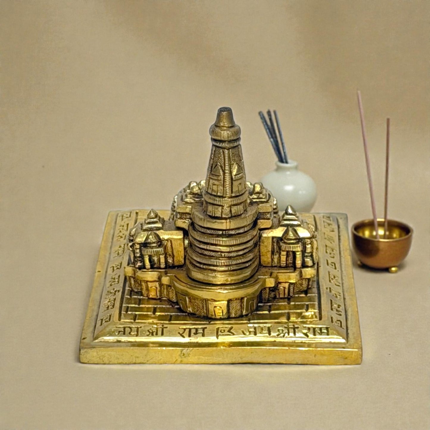 Adhunik Swadeshi Bhandar Brass Ram Mandir Model | Detailed Ayodhya Temple Replica | Spiritual Decor