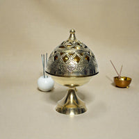 Adhunik Swadeshi Bhandar Brass Dhoop Dani with Handle | Incense Burner | Pooja & Home Fragrance