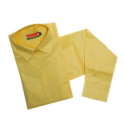 Pure Khadi Linen Men’s Shirt – Light Yellow | Handwoven Comfort & Style