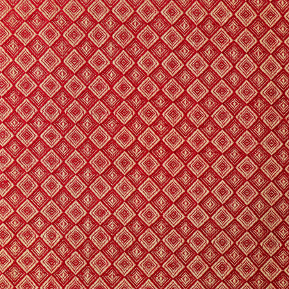Traditional Red Diamond Pattern Handwoven woolen Fabric