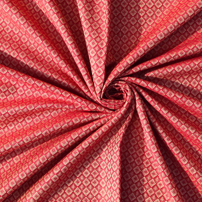 Traditional Red Diamond Pattern Handwoven woolen Fabric