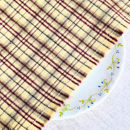 Premium Checked Woolen Fabric – Classic Beige Checks (44Inches Width)