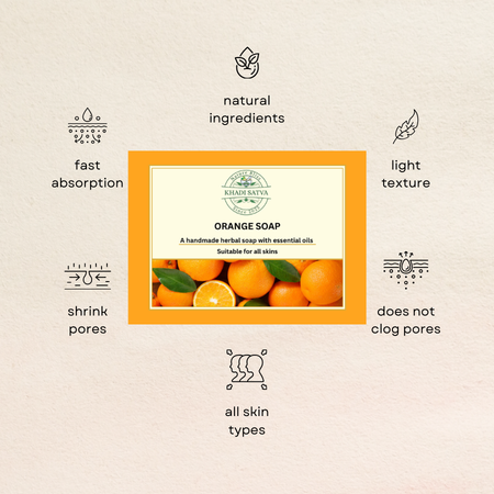 Orange Soap by Khadi Satva – Citrus Fresh Herbal Cleanser for Radiant Skin