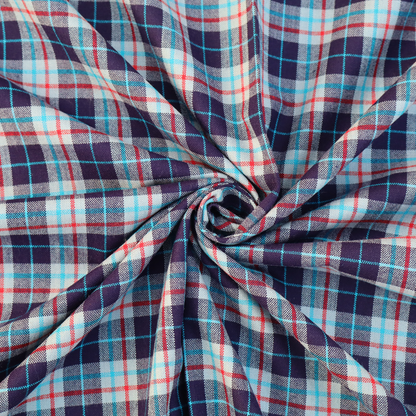 Premium Checked Woolen Fabric – Navy Blue Multicolour Checks (42 Inches Width)