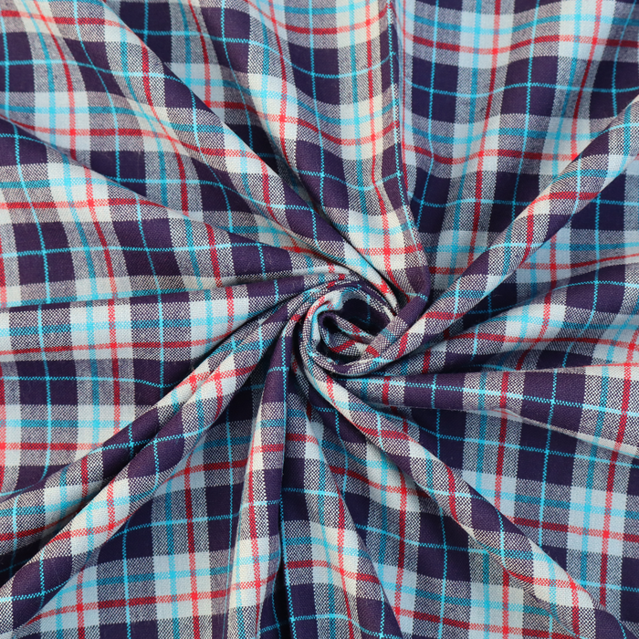 Premium Checked Woolen Fabric – Navy Blue Multicolour Checks (42 Inches Width)