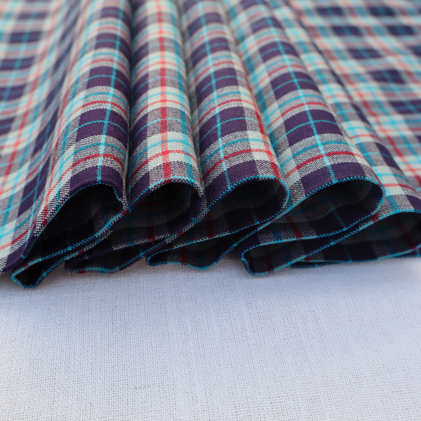 Premium Checked Woolen Fabric – Navy Blue Multicolour Checks (42 Inches Width)