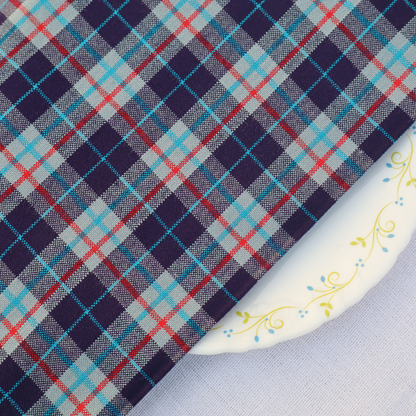 Premium Checked Woolen Fabric – Navy Blue Multicolour Checks (42 Inches Width)