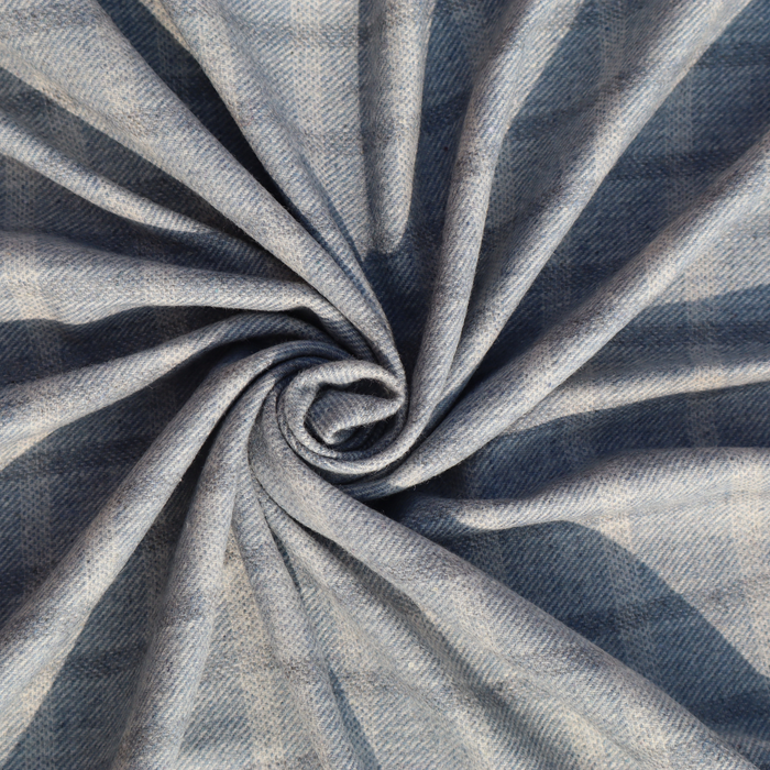 Premium Blue-Grey Woolen Tweed Fabric – Classic Check Pattern | Width 58 Inches