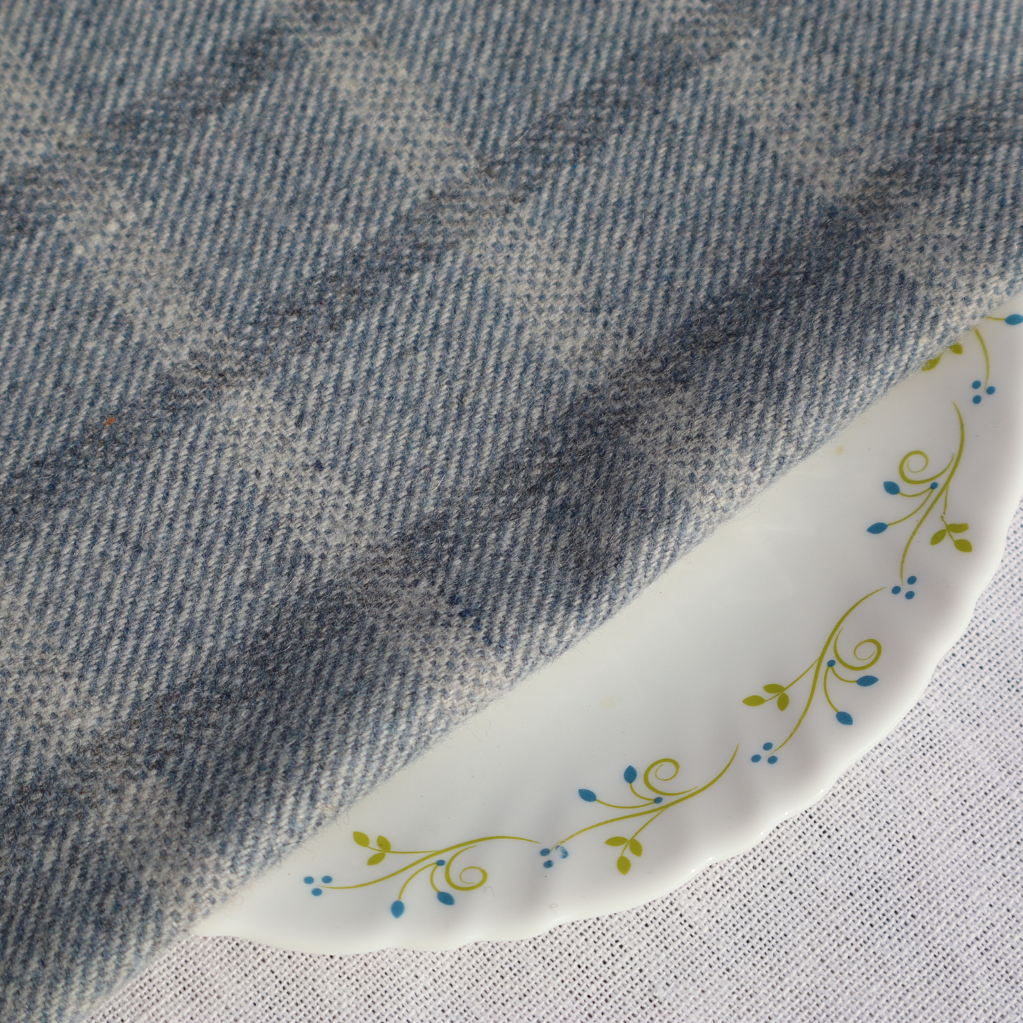 Premium Blue-Grey Woolen Tweed Fabric – Classic Check Pattern | Width 58 Inches