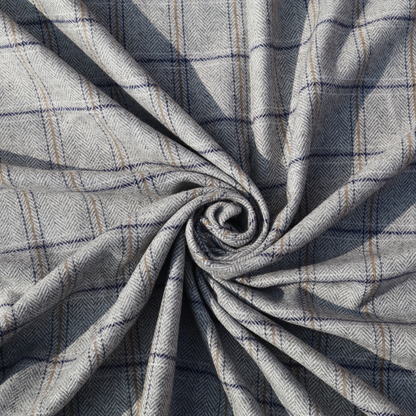 Classic Grey Woolen Tweed Fabric with Fine Checks | Premium Winter Wear | Width 58 Inches