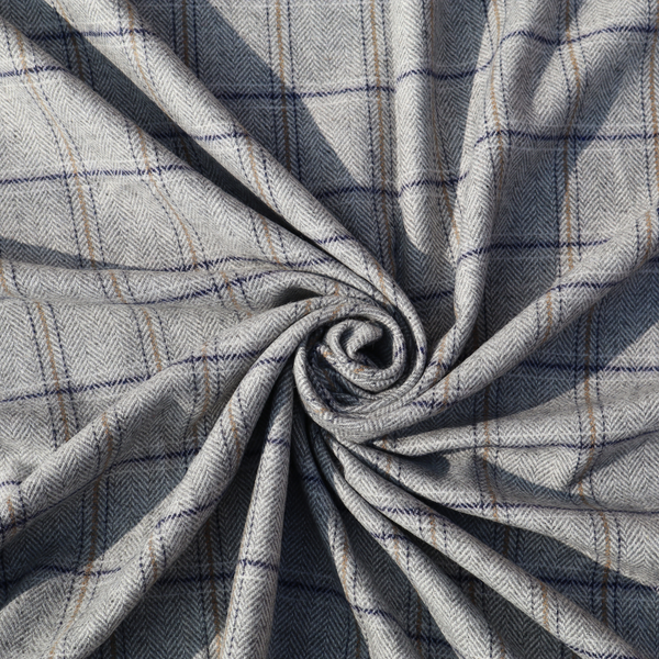 Classic Grey Woolen Tweed Fabric with Fine Checks | Premium Winter Wear | Width 58 Inches