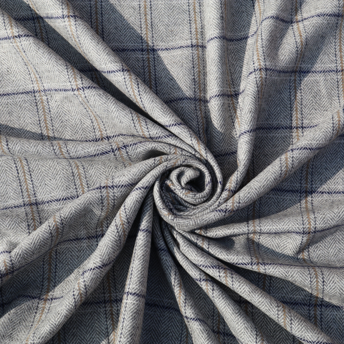 Classic Grey Woolen Tweed Fabric with Fine Checks | Premium Winter Wear | Width 58 Inches