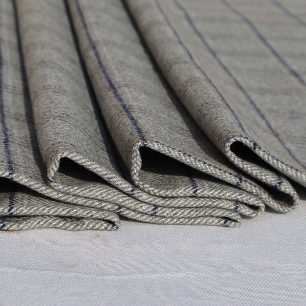 Classic Grey Woolen Tweed Fabric with Fine Checks | Premium Winter Wear | Width 58 Inches