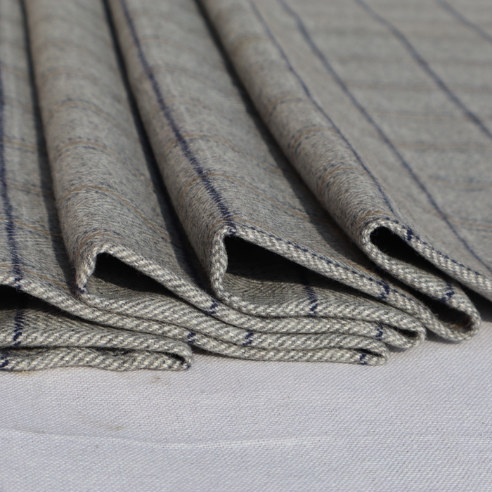 Classic Grey Woolen Tweed Fabric with Fine Checks | Premium Winter Wear | Width 58 Inches