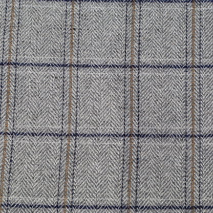 Classic Grey Woolen Tweed Fabric with Fine Checks | Premium Winter Wear | Width 58 Inches
