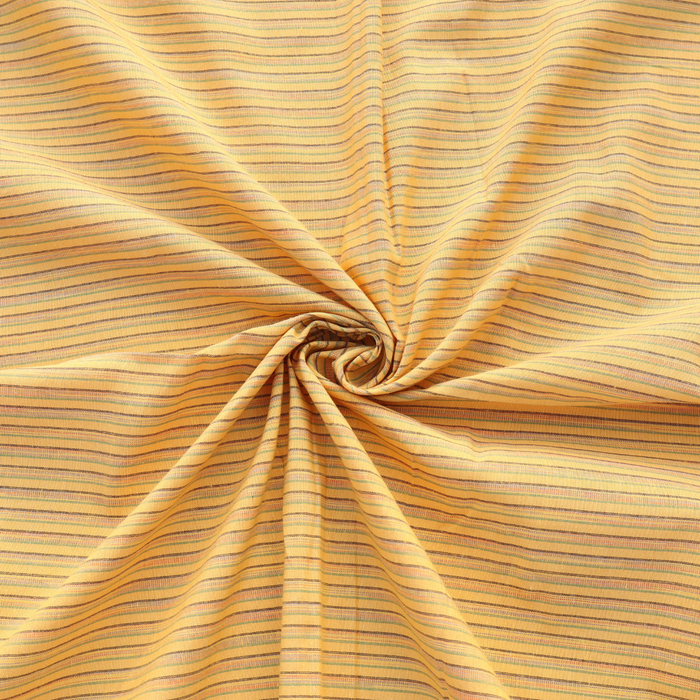 Mustard Yellow Striped Cotton Fabric | Soft & Breathable | Width 42 Inches