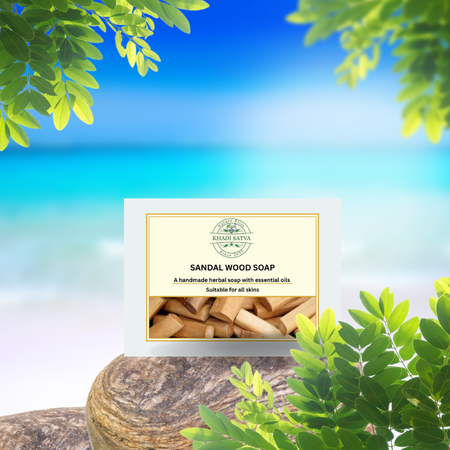 Sandalwood Soap by Khadi Satva – Herbal Cleanse with Classic Sandalwood Essence