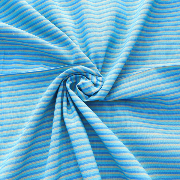 Sky Blue Striped Cotton Fabric | Soft & Breathable | Width 42 Inches