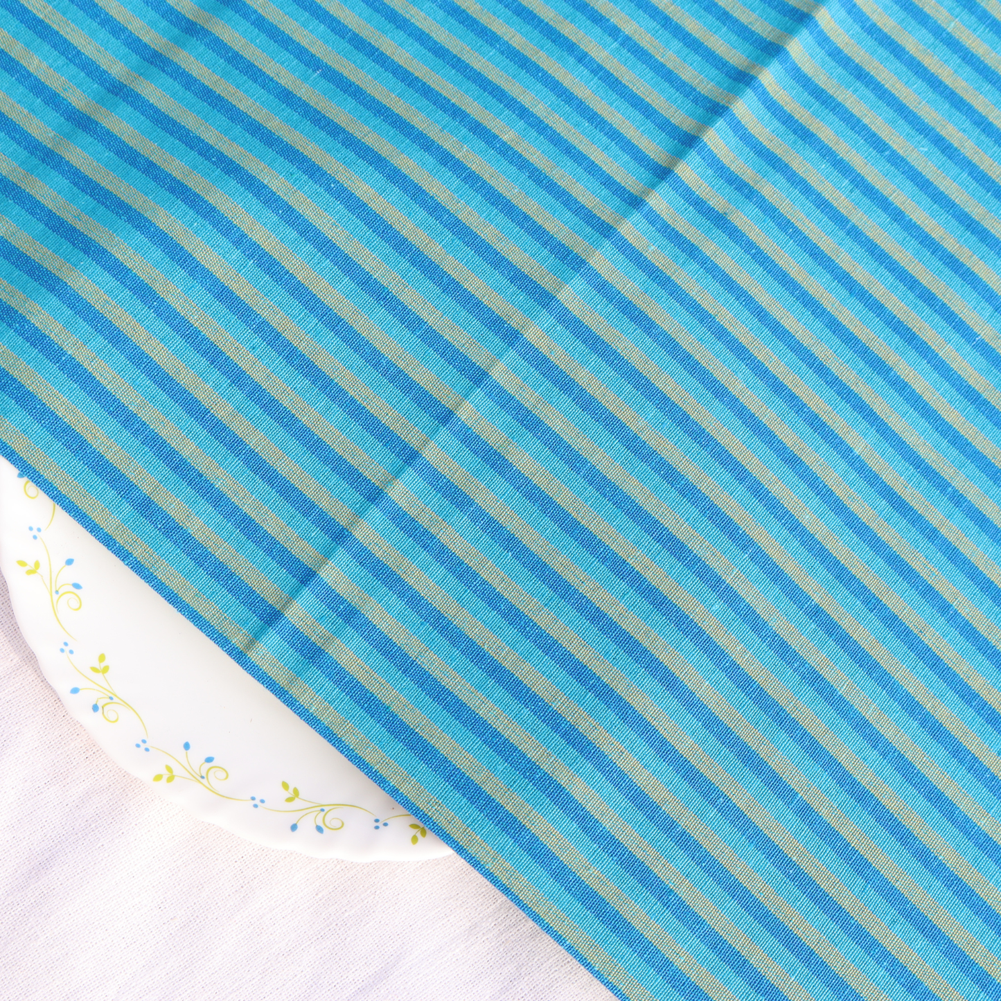Sky Blue Striped Cotton Fabric | Soft & Breathable | Width 42 Inches